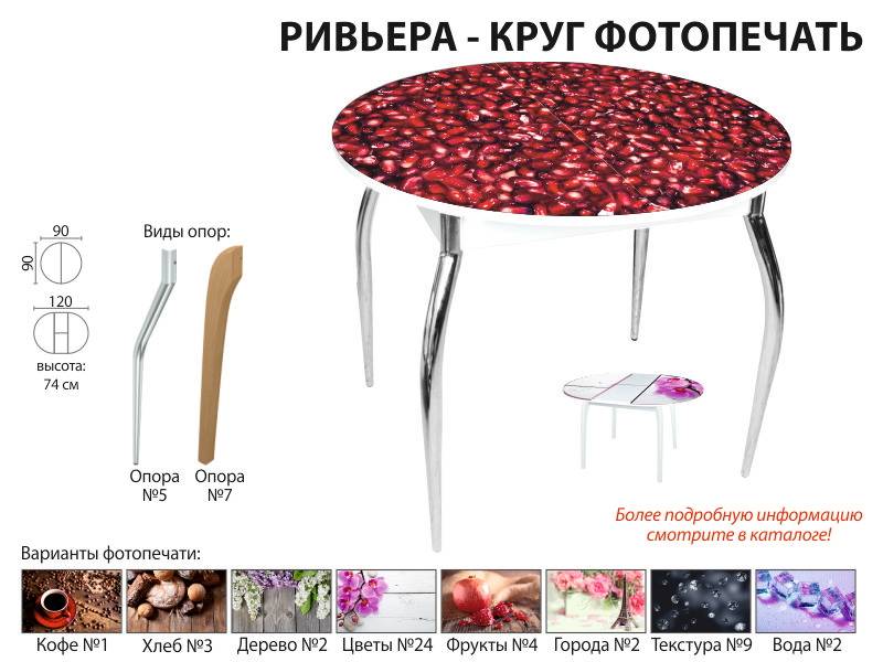 стол обеденный ривьера круг фотопечать в Кемерово