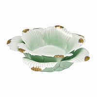 подсвечник керамический в виде цветка с золотыми лепестками flower pale green medium, 4 см в Кемерово