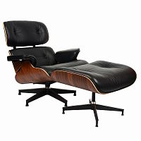 кресло eames style lounge chairчерное с коричневым в Кемерово