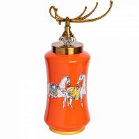 ваза керамическая лошади с крышкой оранжевая 15*42см в Кемерово