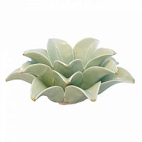 подсвечник керамический в виде лотоса с золотыми лепестками flower lotus pale green medium, 12 см в Кемерово