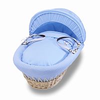Колыбель-переноска Gift Wicker Moses Basket натуральная, голубое белье