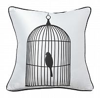 подушка с птичкой в клетке birdie in a cage white в Кемерово