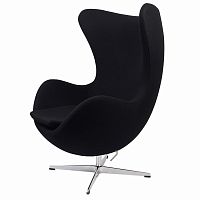 кресло arne jacobsen style egg chair черное в Кемерово