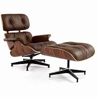 кресло eames style lounge chair & ottoman premium коричневое в Кемерово