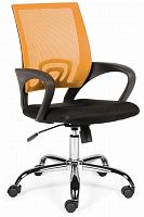 кресло компьютерное спринг(orange - black) база хром / оранжевая сетка / черная ткань в Кемерово