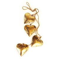 гирлянда новогодняя подвесная сердца золотые golden hearts, 65 см в Кемерово