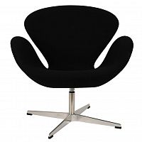 кресло arne jacobsen style swan chair черная шерсть в Кемерово