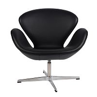 кресло arne jacobsen style swan chair черное в Кемерово