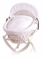 Колыбель-переноска Gift Wicker Moses Basket белая, белое белье