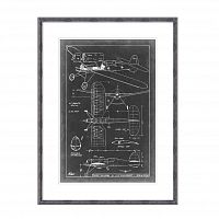 постер aeronautic blueprint 2 черный в Кемерово