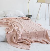 комплект плед с косами (180*220) и 2 наволочки (50*50) св. персик в Кемерово