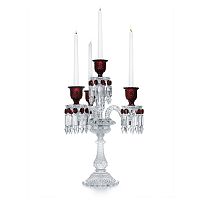канделябр хрустальный с красными вставками на 4 свечи baccarat 3+1 от delight collection, 60 см в Кемерово