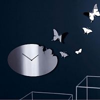 часы настенные серебристые бабочки butterfly в Кемерово
