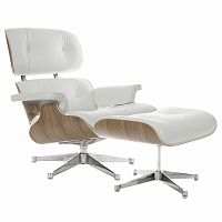 кресло eames style lounge chair & ottoman белое в Кемерово