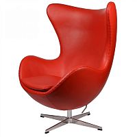 кресло arne jacobsen style egg chair кожа красное в Кемерово