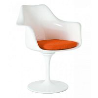 кресло tulip armchair бело-оранжевое шерсть в Кемерово