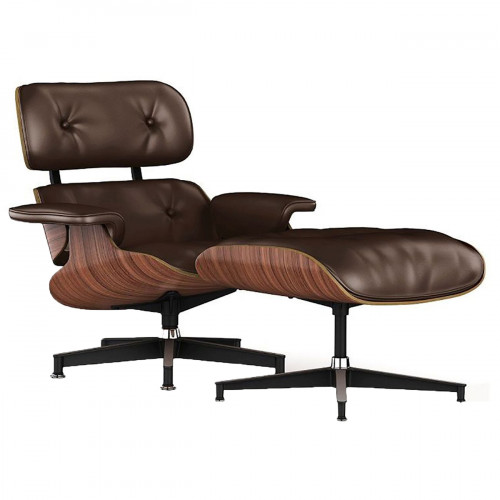 кресло lounge chair & ottoman коричневое в Кемерово