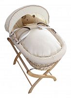 Колыбель-переноска Premium Moses Basket натуральная, кремовое белье