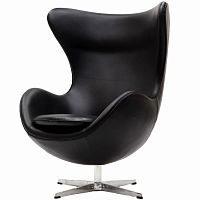 кресло с подлокотниками arne jacobsen style egg chair черное в Кемерово