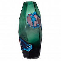 ваза для цветов стеклянная сине-зеленая d21x30 см в Кемерово