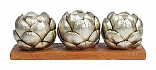 подсвечник сеербряный на 3 свечи на подставке шишки fir cone, 28 см в Кемерово