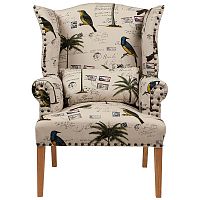 кресло мягкое с ушами quinn tufted armchair бежевое с рисунком в Кемерово