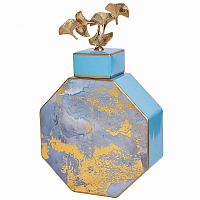 ваза керамическая с крышкой голубая с золотом 25*10*41см в Кемерово