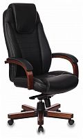 кресло для руководителя бюрократ бюрократ t-9923 walnut, обивка: натуральная кожа, цвет: кожа (black) в Кемерово