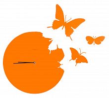 часы настенные оранжевые бабочки butterfly в Кемерово