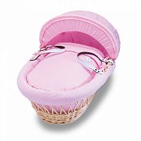 Колыбель-переноска Gift Wicker Moses Basket натуральная, розовое белье